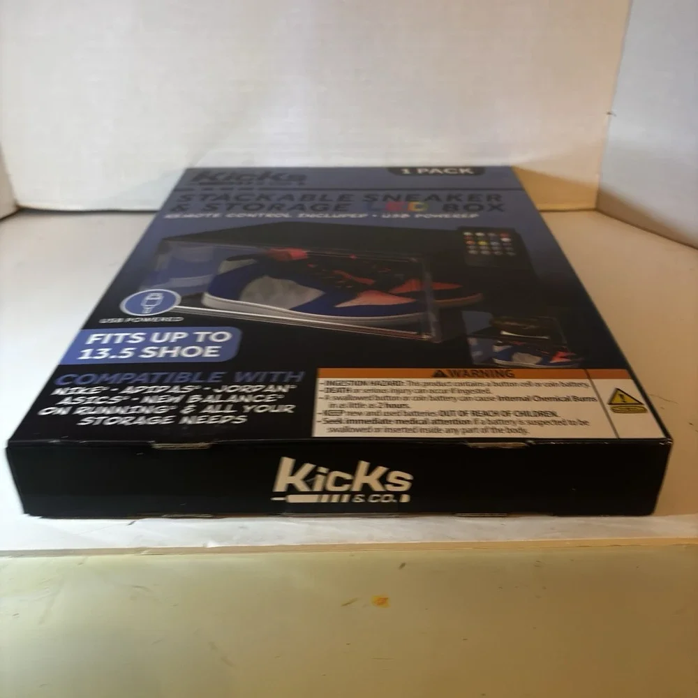 Kicks & Co Stackable Sneaker Storage LED Box USB Powered Remote Fits Up To 13.5